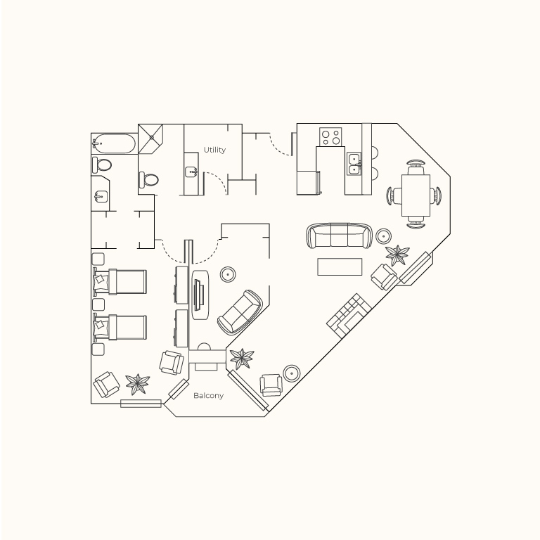 Plan F - One Bedroom + Den